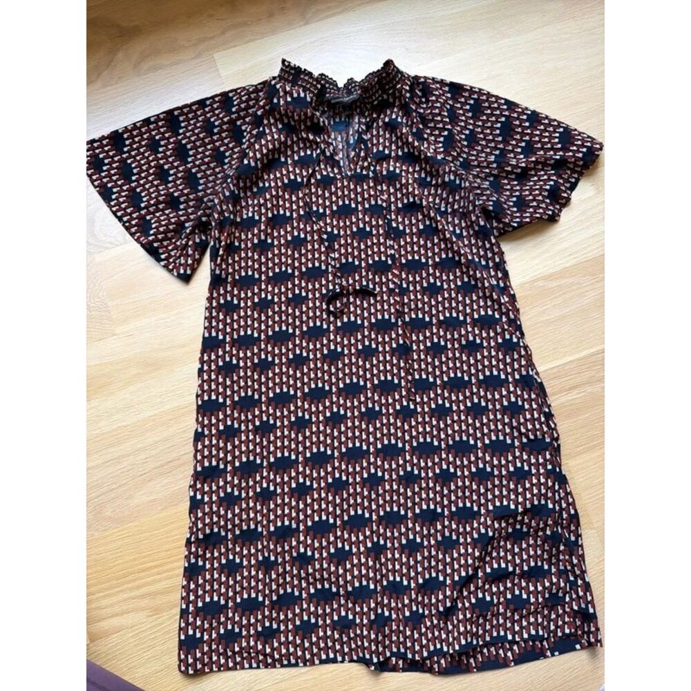 Banana Republic women’s fall navy dark orange ruffle neck dress size 4